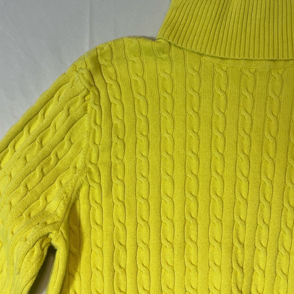 Yellow Cable Knit Turtleneck Sweater